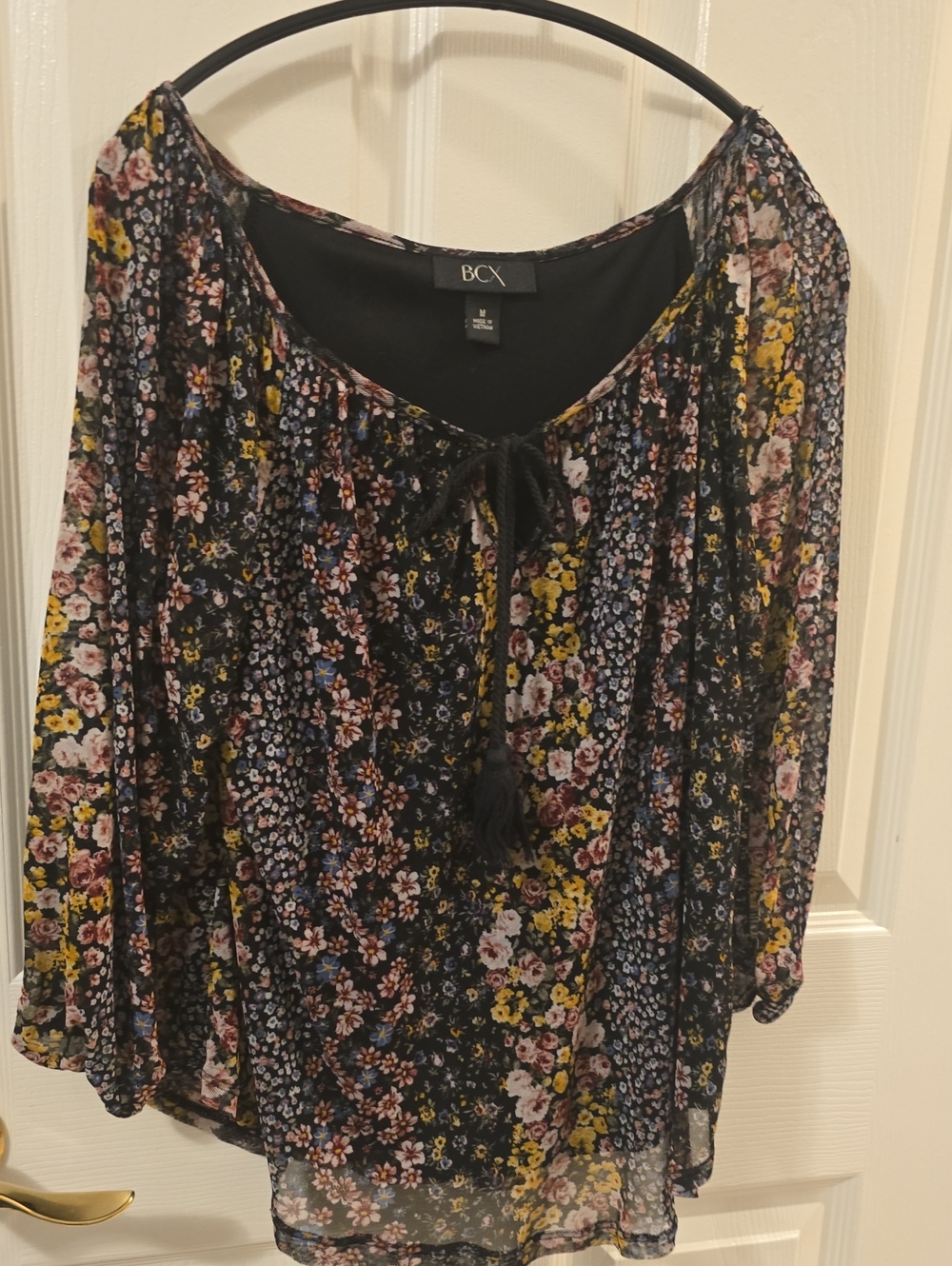 BCX Mixed Floral Peasant Blouse